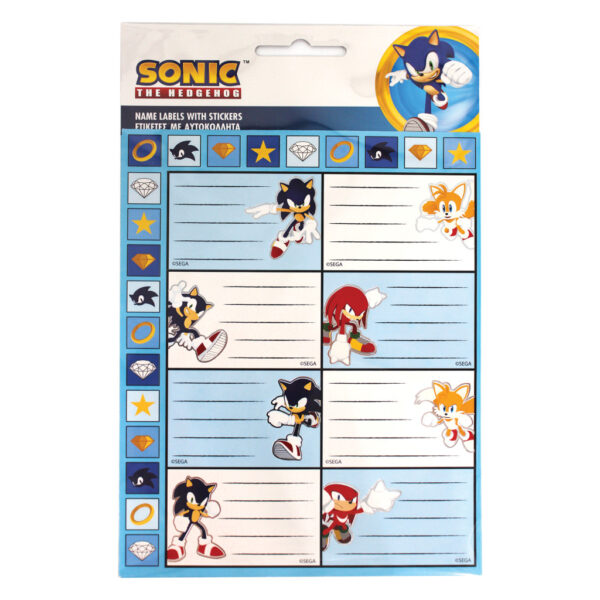 Sonic the Hedgehog klistermärken för anteckningsbok, set om 16