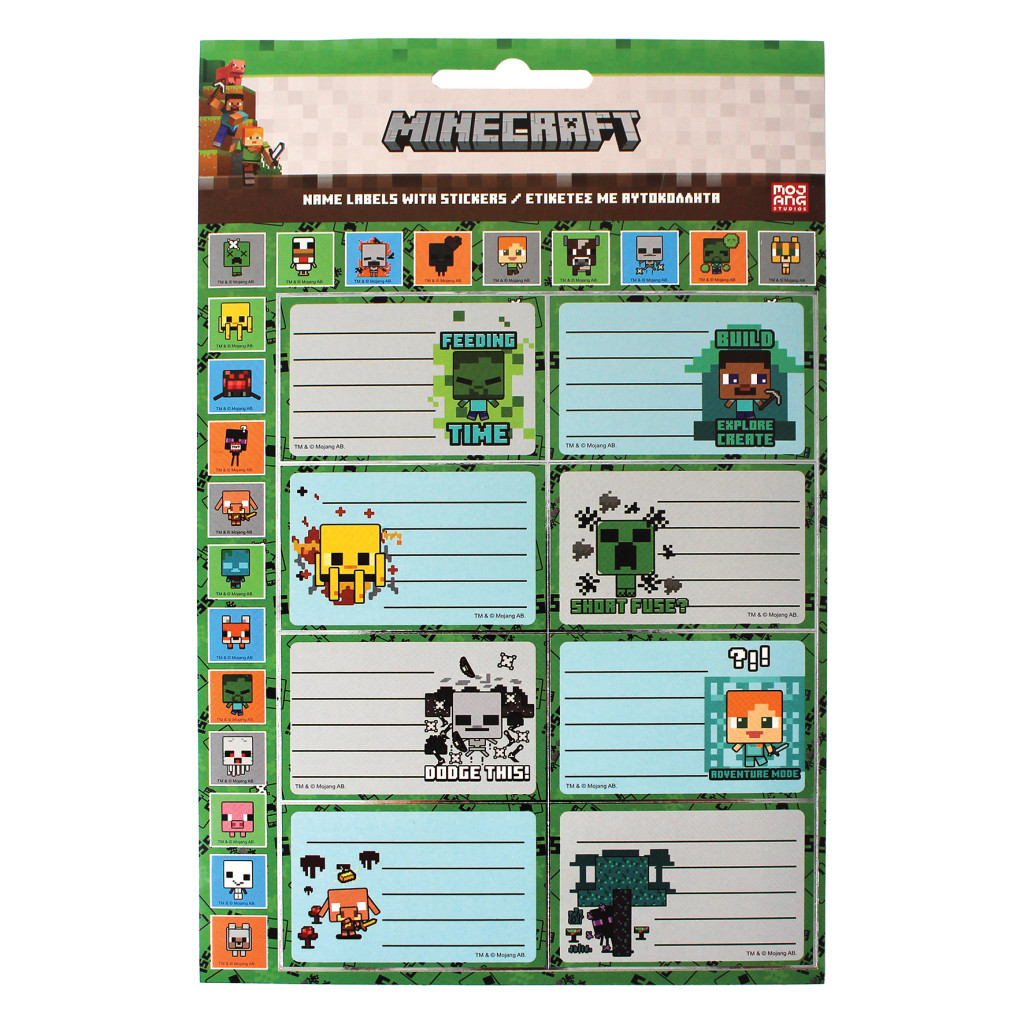 Minecraft Creepers Need Hugs Anteckningsetiketter med klistermärken, 16-pack