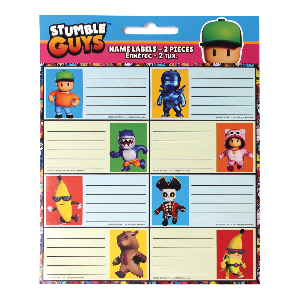 Stumble Guys Killer Size anteckningsboksetiketter, 16 st