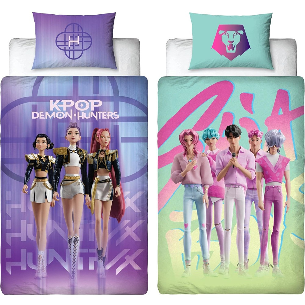 K-pop Demon Hunters Påslakanset 140 x 200 cm – Vändbart Mikrofiber