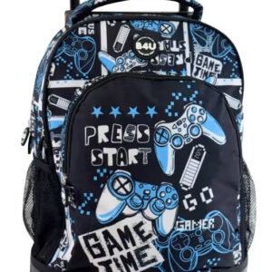 Gamer Press Start premium skolväska med hjul, ryggsäck 44 cm