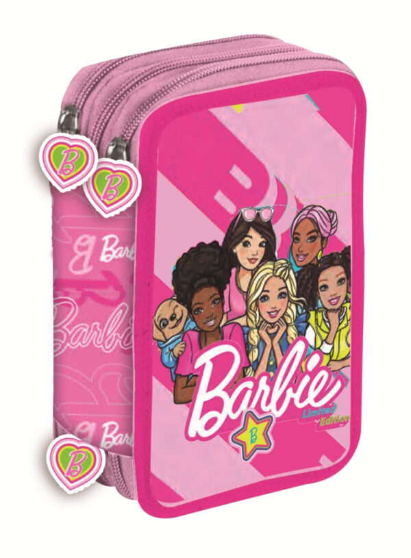 Barbie Fyllt Pennfodral 3 Fack – 40 Delar