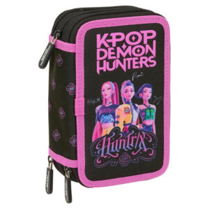 K-pop Demon Hunters Negra fylld 3-vånings pennfodral