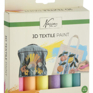 Colour Nassau 3D glitter textilfärgset, 6 delar