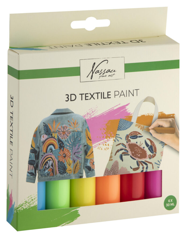 Colour Nassau 3D neon textilfärg set 6 delar
