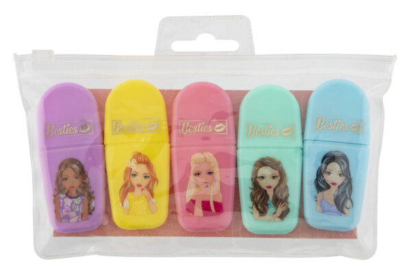 Colour Besties Mini Highlighter-set med 5 delar i fodral