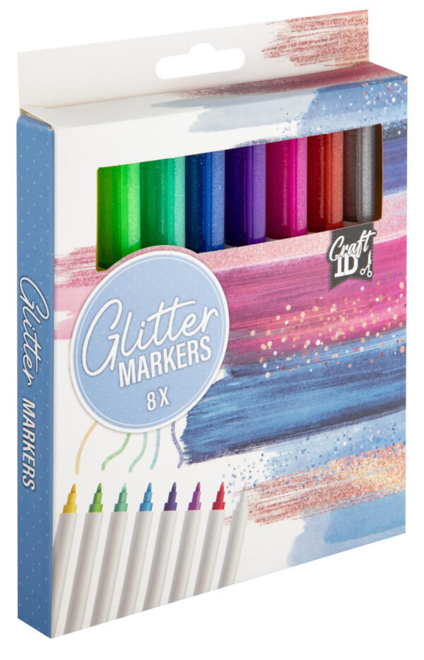 Colour Craft glitter tuschpennor, 8-pack