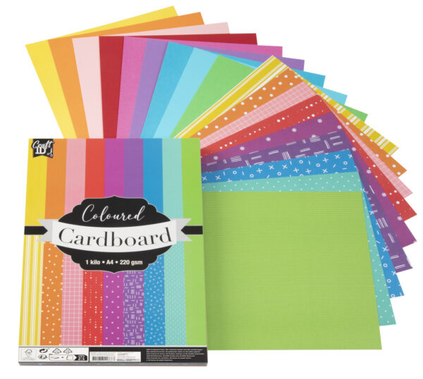 Colour Craft mönstrat kartongpapper A4