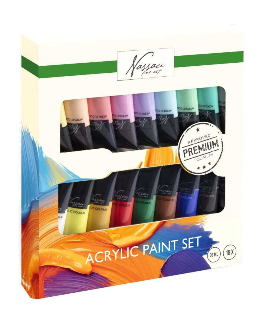 Colour Nassau Set med 18 akrylfärger