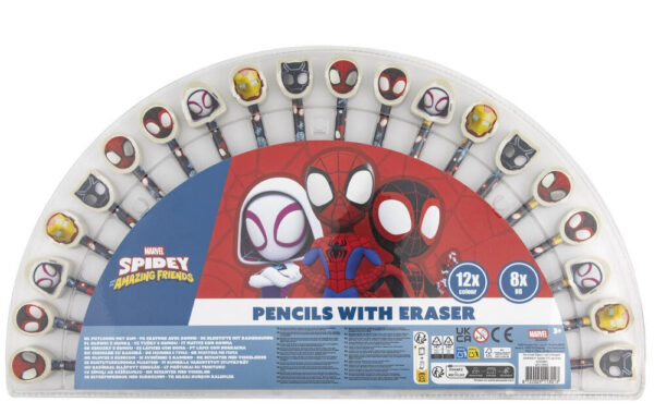 Spindelmannen Spidey Friends färg- och grafitpennor med sudd, 20 delar