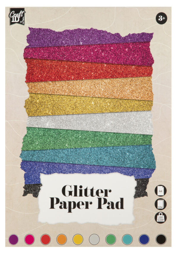 Colour Craft glittrande färgat kartongpapper A4, 10 färger