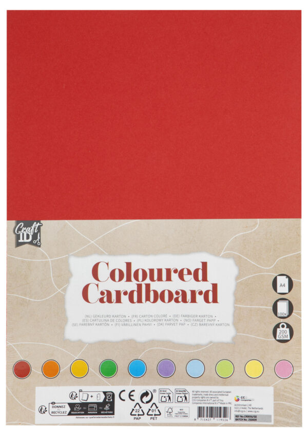 Colour Craft Färgat Kartongpapper A4, 10 färger