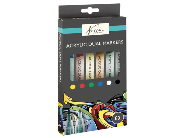 Colour Nassau 6-delars akryl dubbelspetsade markers