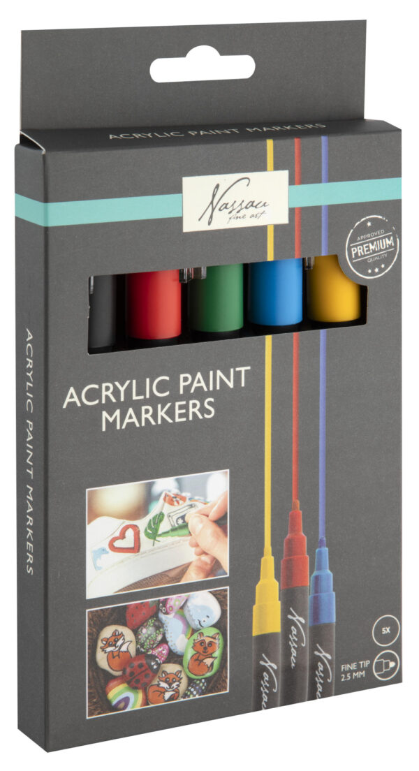 Colour Nassau Akrylpennset, 5 delar