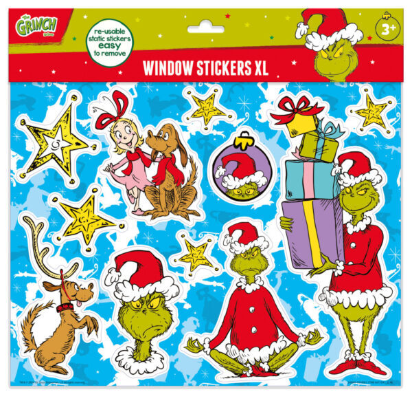 The Grinch Dr Seuss fönsterdekalset XL 32x32 cm