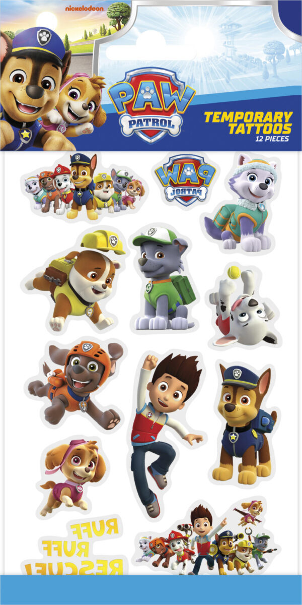 Paw Patrol räddnings-tatuering 12 delar