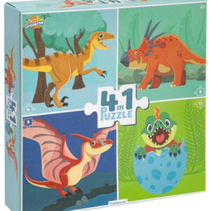 Dinosaurie rolig 4-i-1 pussel