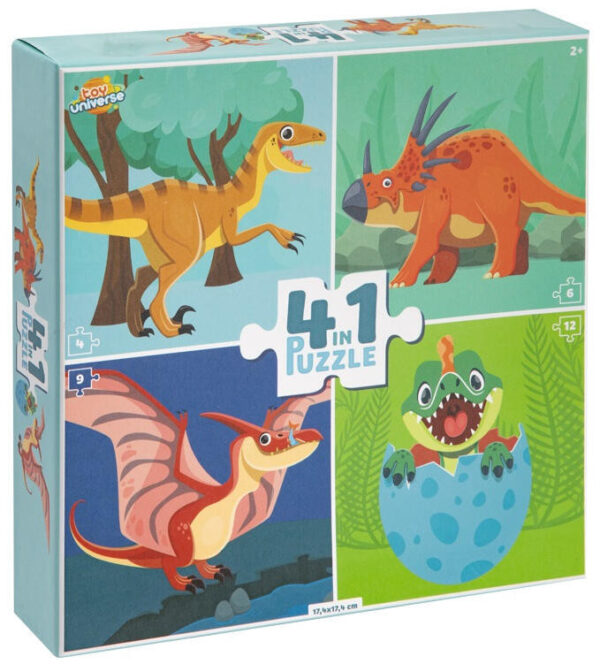 Dinosaurie rolig 4-i-1 pussel