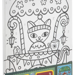Christmas Festive Cat i numrerat målarset A4