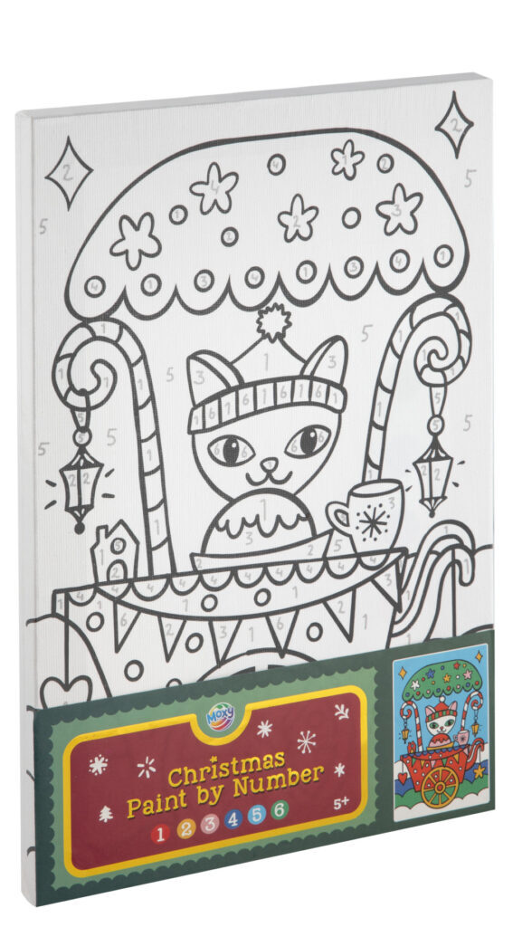 Christmas Festive Cat i numrerat målarset A4