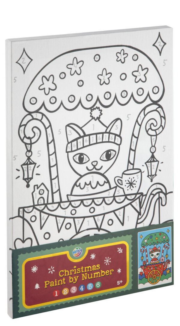 Christmas Festive Cat i numrerat målarset A4