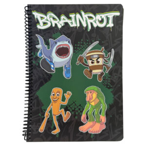 Brainrot grön B5 linjerad spiralanteckningsbok, 70 blad