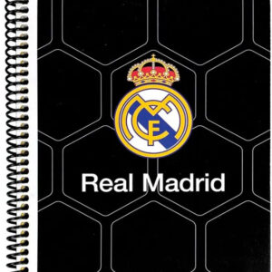 Real Madrid Svart B/5 Linjerad Spiralanteckningsbok 70 Ark