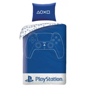 PlayStation blå påslakan 140×200 cm, örngott 70×90 cm microfiber