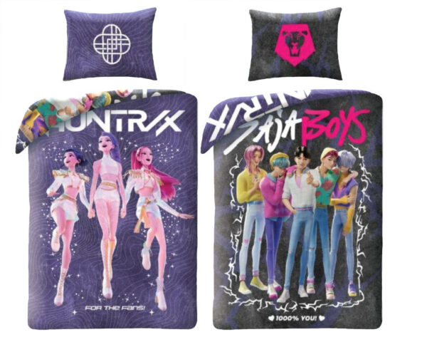 K-pop Demon Hunters dubbelsidigt påslakanset 140×200 cm, 70×90 cm mikrofiber