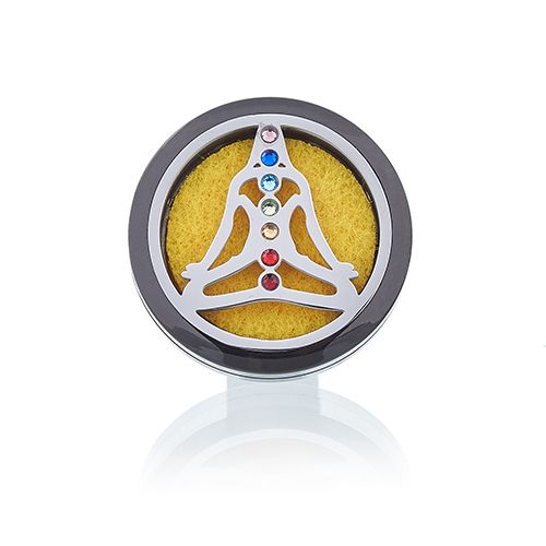 Aromspridare Set till Bil - Pewter Yoga Chakra - 30mm