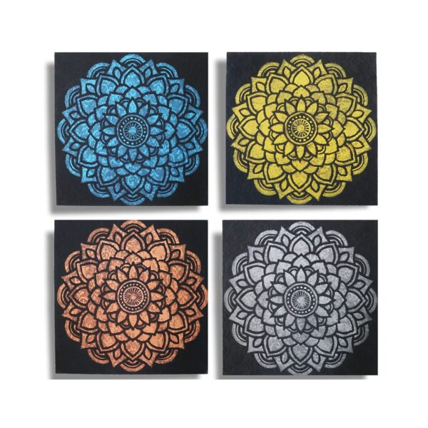 Set med 4 Mandala Brokad-detalj 30x30cm