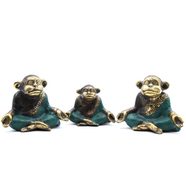 Set med 3 - Familj av Yoga-apor (olika storlekar)