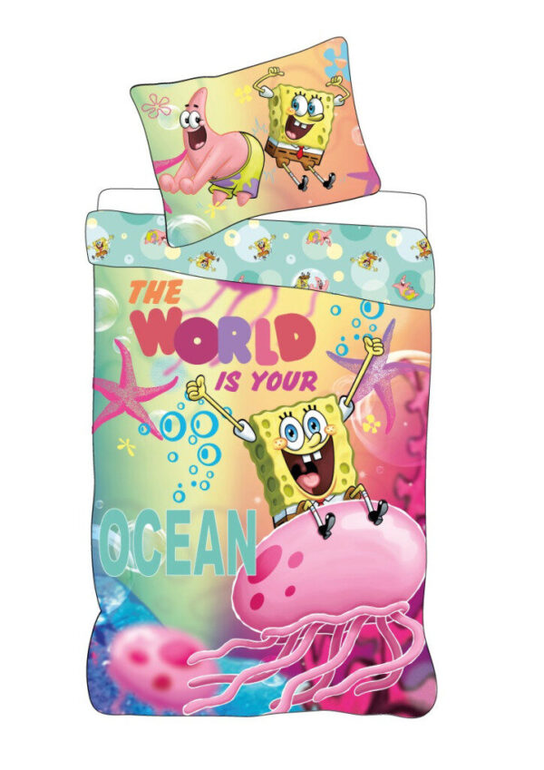 SpongeBob The World påslakanset 140×200 cm, 70×90 cm
