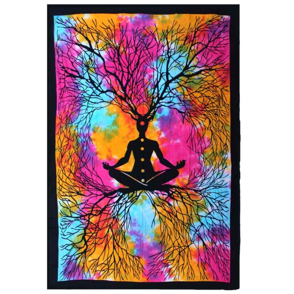 Enkelt Bomullsöverkast + Väggdekoration - Yoga-träd
