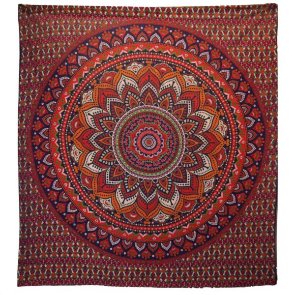 Dubbelt Bomullsöverkast + Väggdekoration - Klassisk Mandala - Orange / Blå