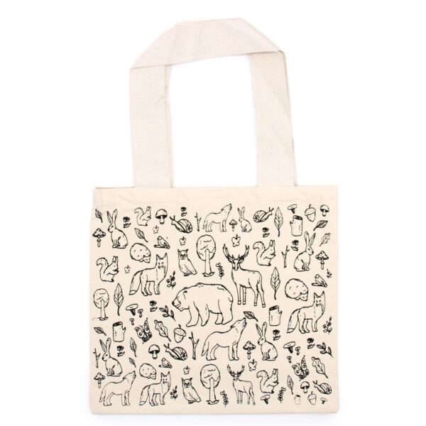 Stor Shoppingkasse i Bomull - 38x42cm - Skogsliv