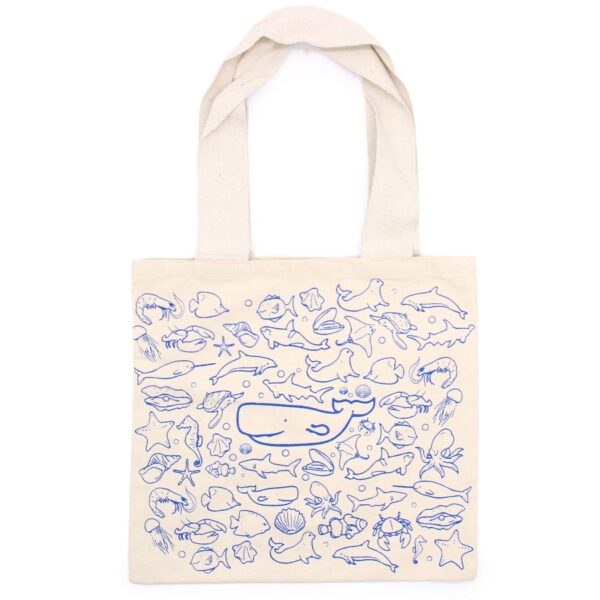 Stor Shoppingkasse i Bomull - 38x42cm - Havsliv