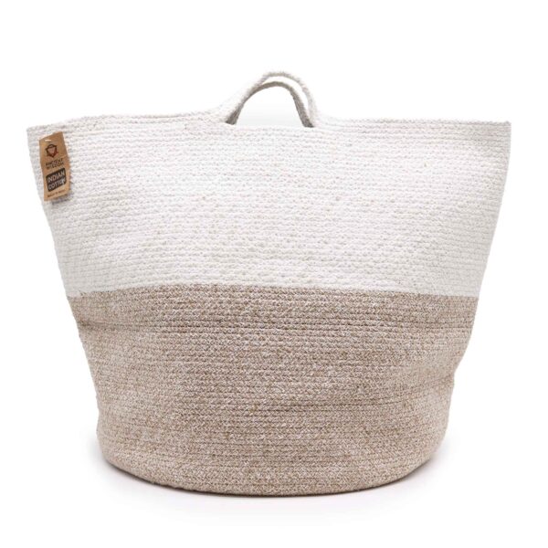 Stor Förvaringskorg av Bomullsrep 45x40cm - Beige