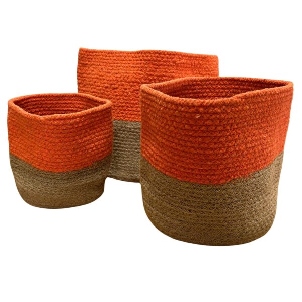 Bomull/Juterep Förvaringskorg 20x20 cm - orange