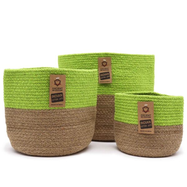 Bomull/Jute-rep Förvaringskorg Stor 25×25 cm - Pistachio