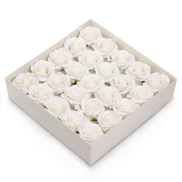 Tvålblommor till Hantverk - (5-lager) Endast för Dekoration - Sidenkantad Ros - Klassisk Vit Glans
