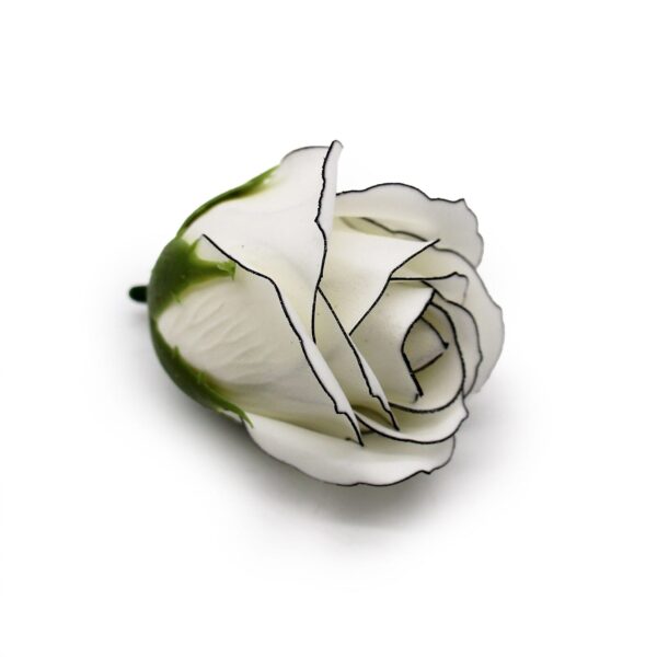 Tvålblommor till Hantverk - Mellanstor Ros - Elfenben med Svart Kant