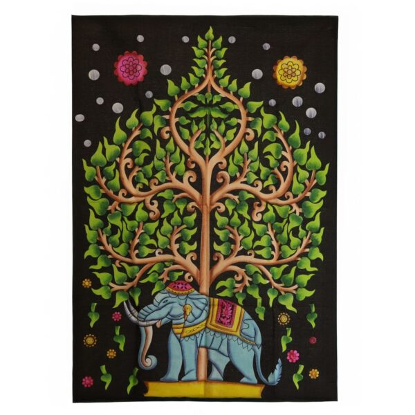 Väggdekoration i Bomull (70x110cm) - Elefant & Livets Träd