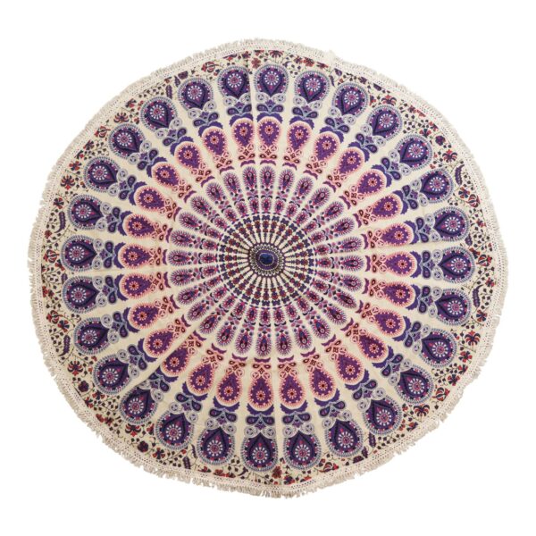 Liten Mandala Väggdekoration i Bomull (130cm) - Påfågel Lila