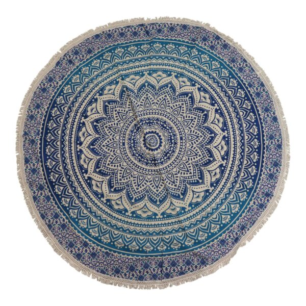 Liten Mandala Väggdekoration i Bomull (130cm) - Klassisk Blå