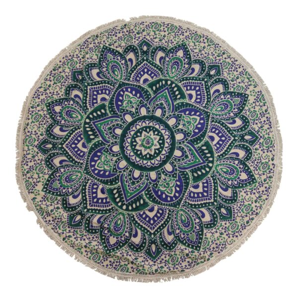 Liten Mandala Väggdekoration i Bomull (130cm) - Blågrön & Blå
