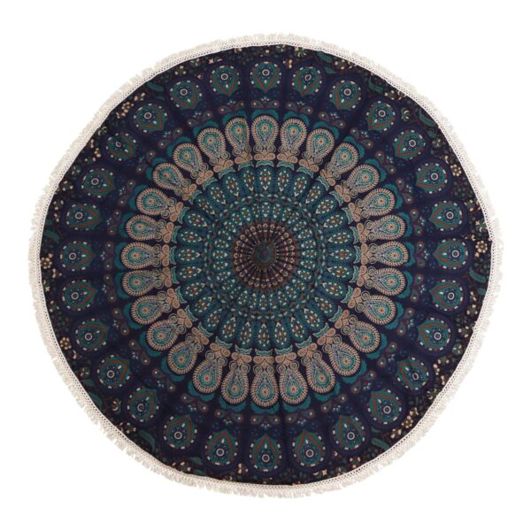 Liten Mandala Väggdekoration i Bomull (130cm) - Påfågel Blå
