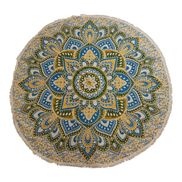 Stor Mandala Väggdekoration i Bomull (180cm) - Gul & Blå