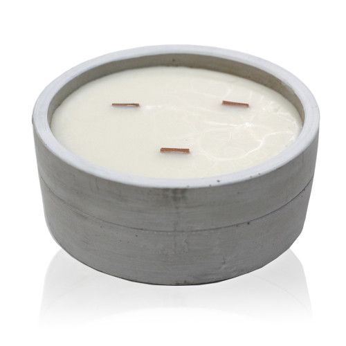 Stort Sojavaxljus i Betonghållare - Patchouli & Mörk Bärnsten