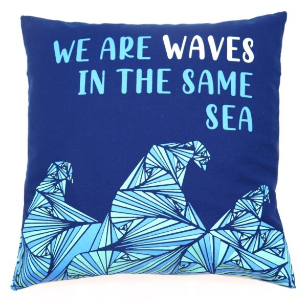 Kuddfodral med Tryck i Bomull - We are Waves - Grå, Blå och Naturlig - 3-pack